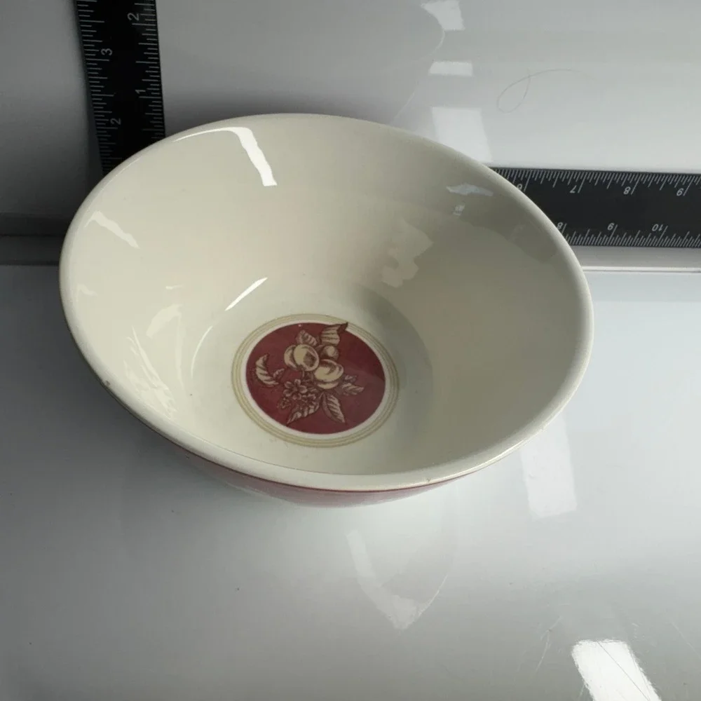 Vintage Waverly Red Floral Ceramic Bowl‎ Kitchenware Cereal Dish Garden Room